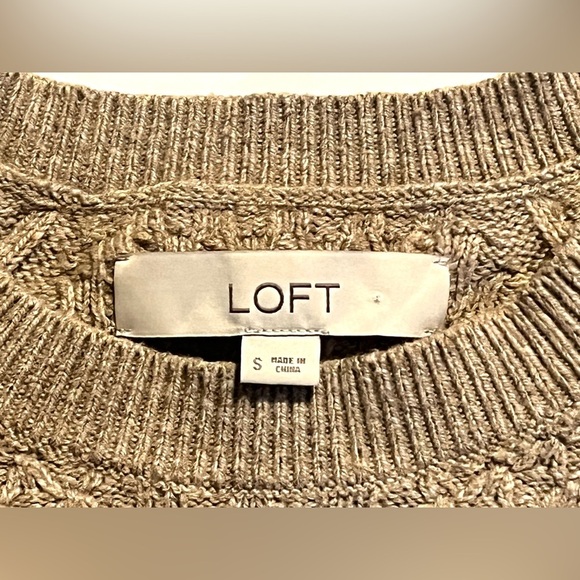 LOFT Ann Taylor Cozy Tan Knit Sweater Long Sleeve Women’s Size Small - Picture 8 of 16
